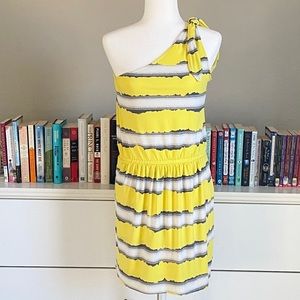 Gianni Bini Yellow and Gray One-Shoulder Dress